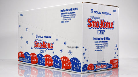 outside case of red and blue Sno-Kone kits