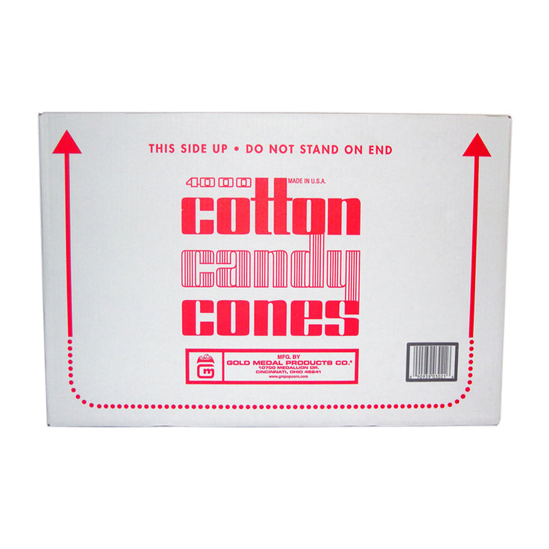 white cardboard box with red text reading Cotton Candy Cones