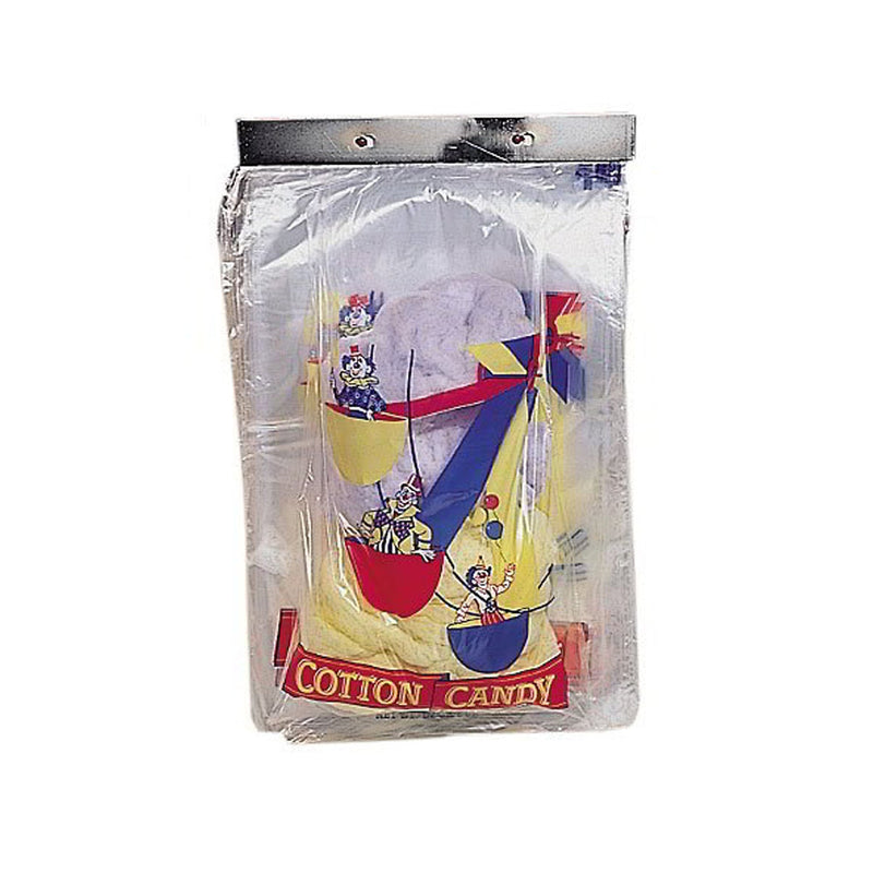 clear cotton candy bag with red, blue, and yellow ferris wheel design