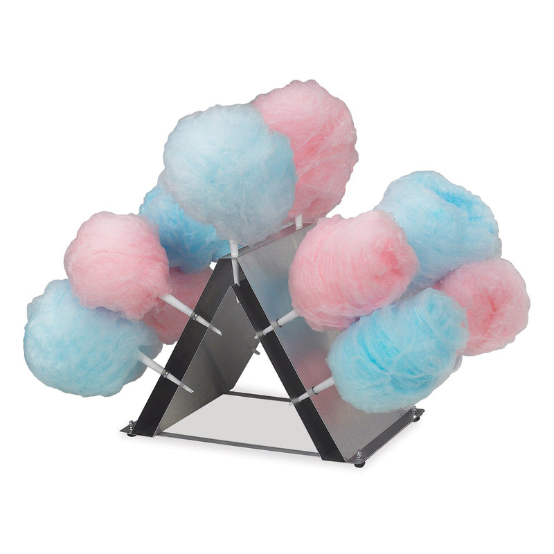 metal triangular shaped tabletop display to hold 10 cotton candy cones