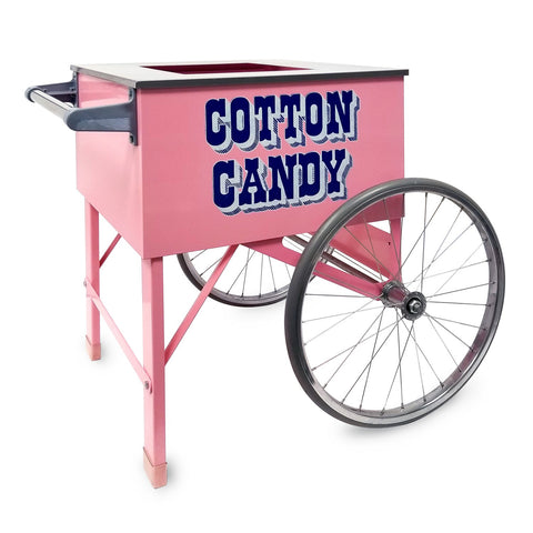 two-wheeled pink cotton candy cart with handle 