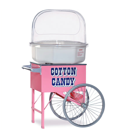 two-wheeled pink cotton candy cart shown with cotton candy machine and bubble (sold separately)