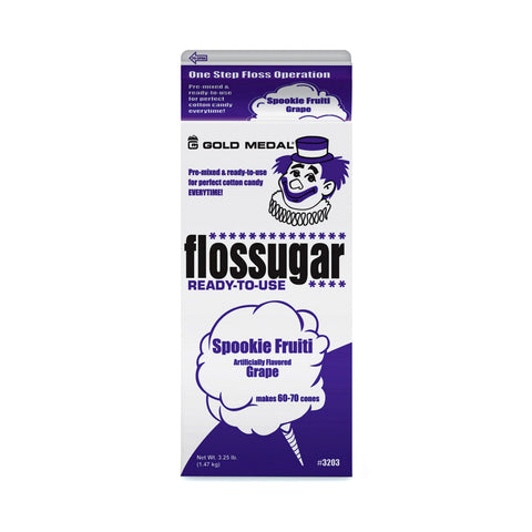 1/2-gallon carton of Spookie Fruiti Grape Flossugar