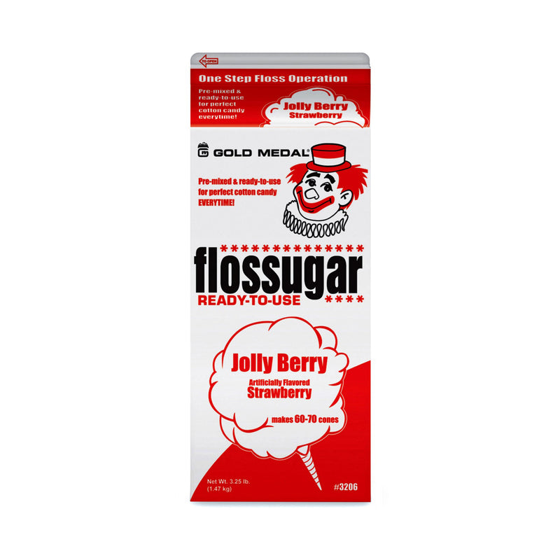 1/2-gallon carton of Jolly Berry Strawberry Flossugar