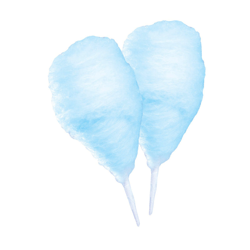 two cotton candy cones of blue Winter Frost cotton candy