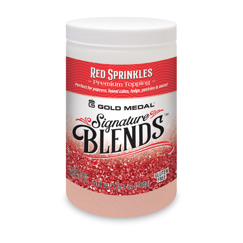 Signature Blends jar with red sprinkles graphics