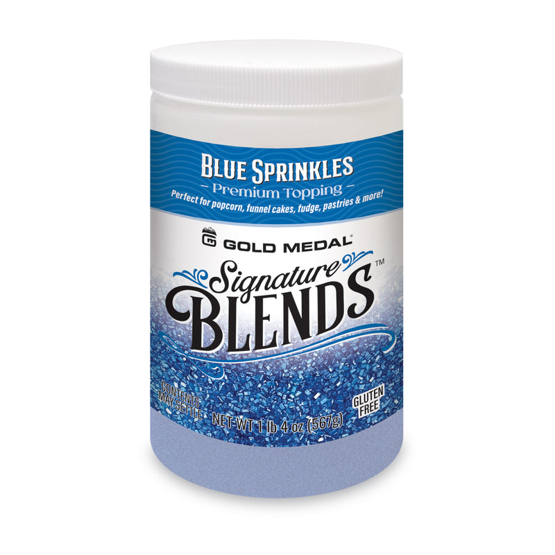 Signature Blends jar with blue sprinkles graphics