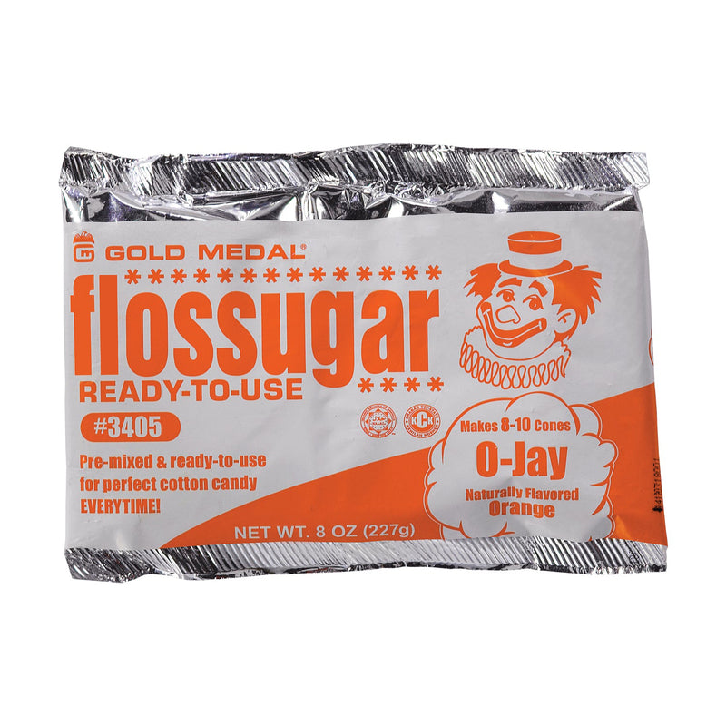 8-ounce pouch of O-Jay Orange Flossugar