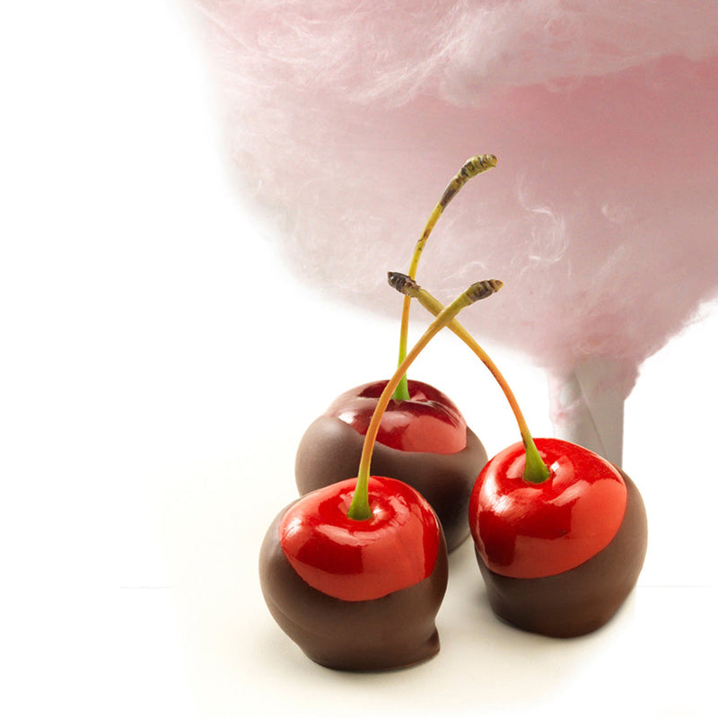 chocolate covered cherries with pink cotton candy