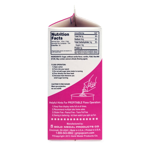 view of nutritional panel on 1/2-gallon carton of Silly Nilly Pink Vanilla Flossugar