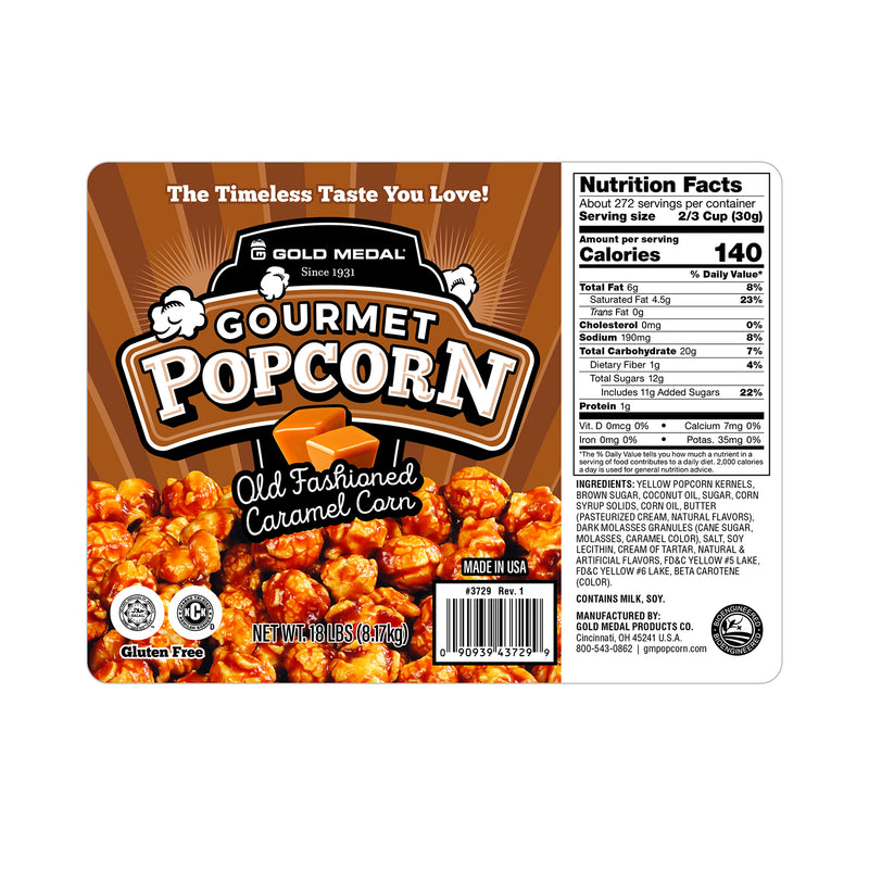 Old Fashioned Caramel Corn Standard Bulk Bag in Box Prepackaged