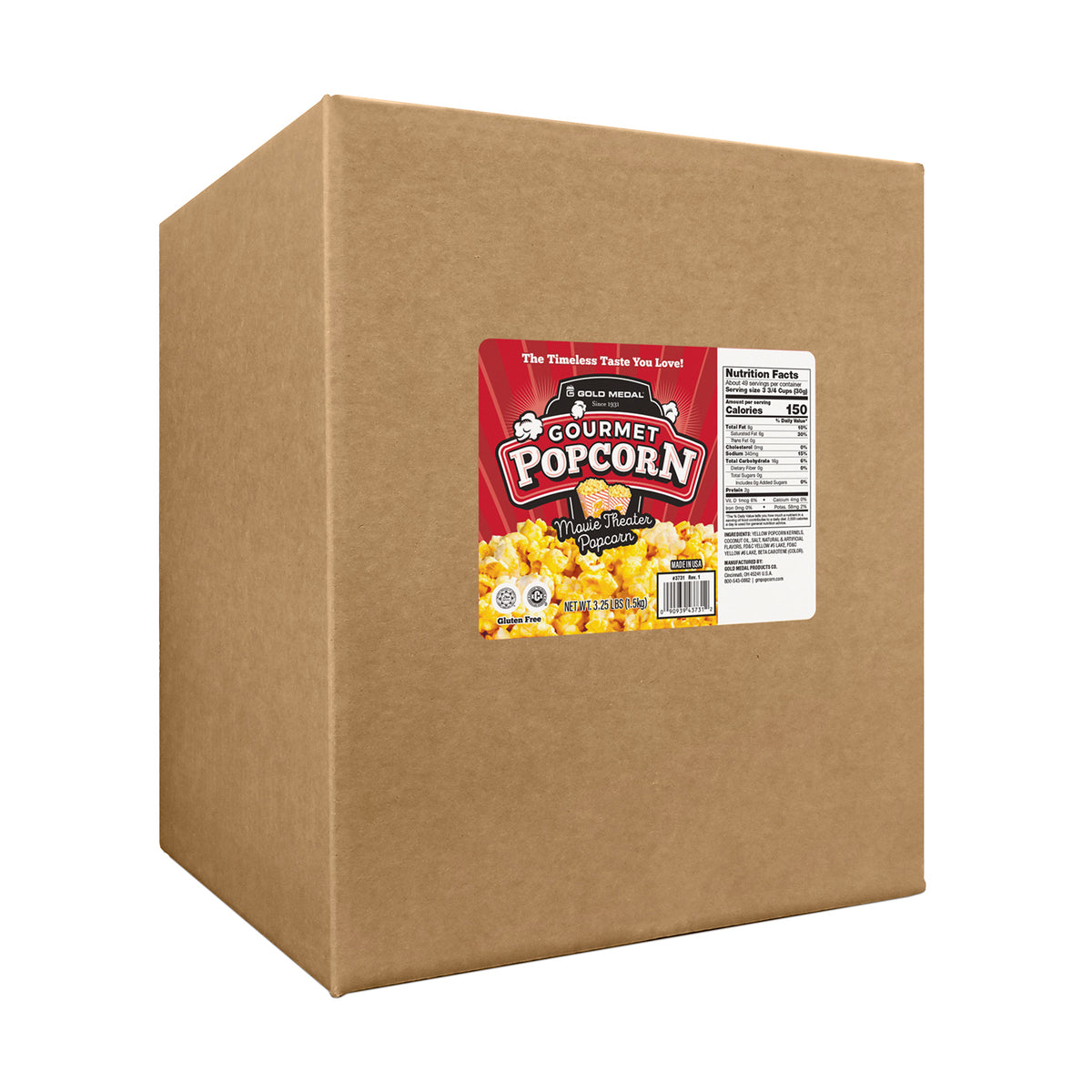 Movie Theater Butter Popcorn - 3.25-lb Bulk Bag in Box | Prepackaged ...