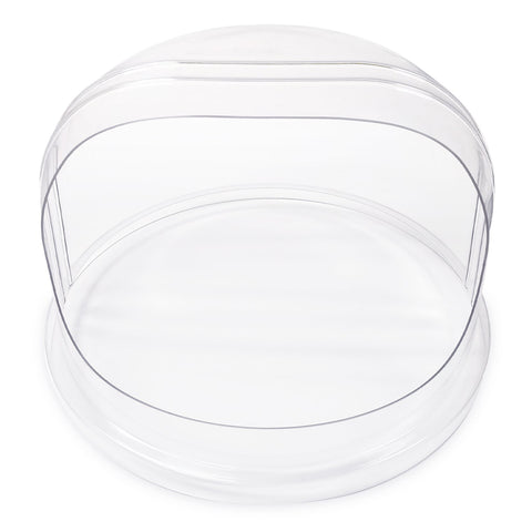 front view of curved clear enclosed plastic bubble for cotton candy machines