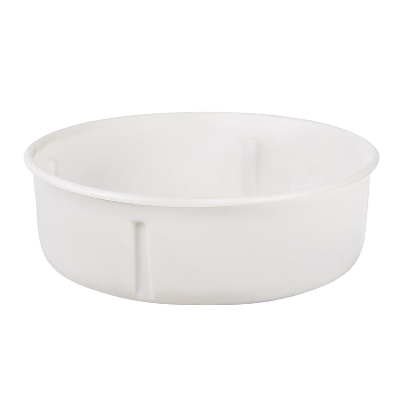 White plastic round floss pan
