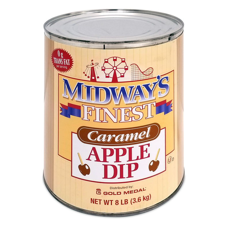Front of can of Midway's Finest Caramel Apple Dip.