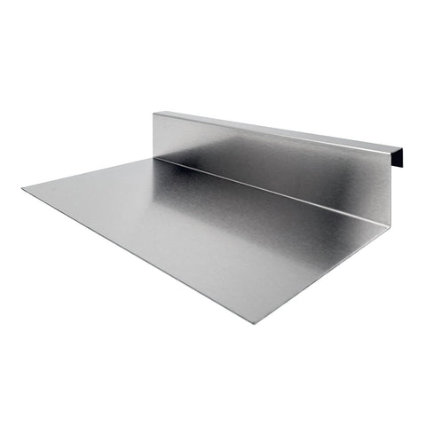 Stainless steel shelf to hold funnel fingers mold which hooks onto side of fryer.