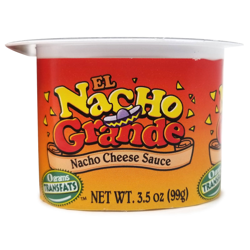 Individual El Nacho Grande Nacho Cheese Sauce Cup with a peel off seal.