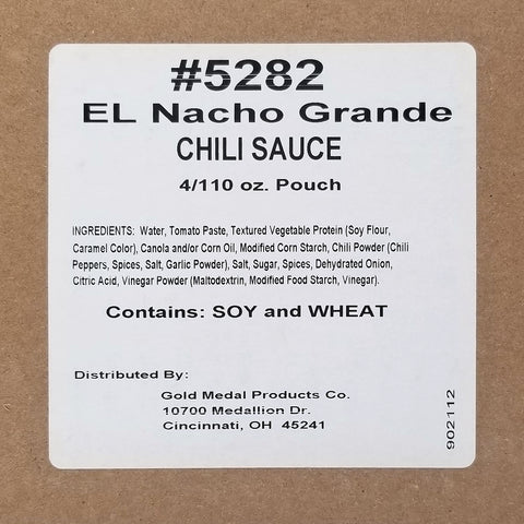 Black and white label for the El Nacho Grande Chili Sauce.