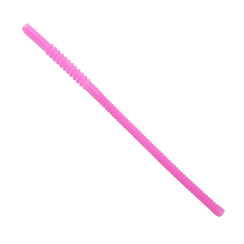 Pink, bendable straw for lemonade cup.