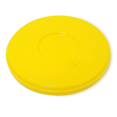 Plastic lemonade cup lid with opening for straw.