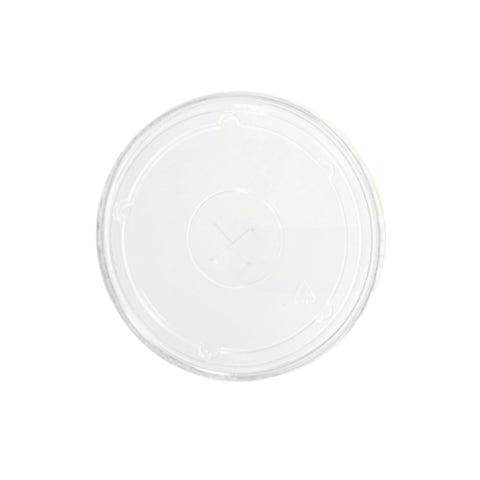 Clear plastic lid with opening for straw for drink cups. 